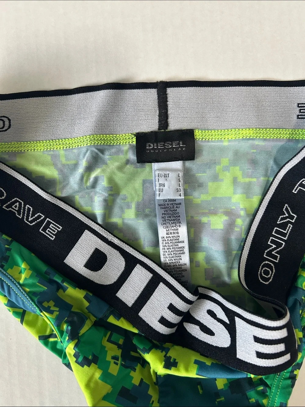 DIESEL Neon Green Pixel Print Bikini Briefs